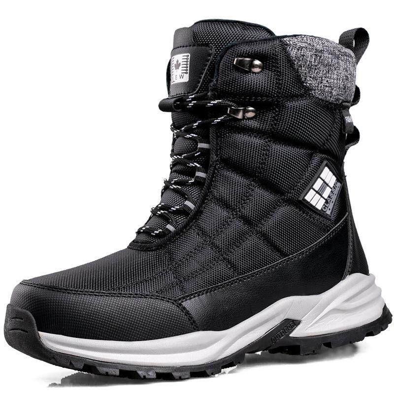 Fashion Thickened Men's Snow Boots In Winter New Velvet Warm Non-Slip Casual Thick-Soled Large Cotton Shoes Comfortable Short Boots