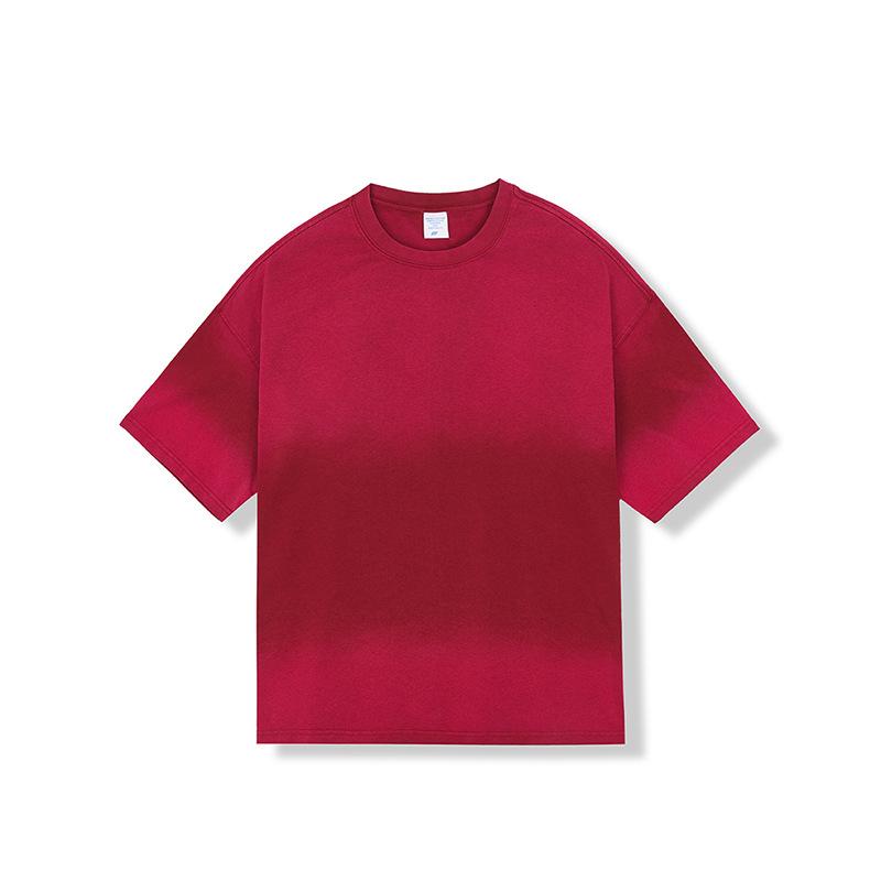 

Новая летняя мужская футболка из чистого хлопка с короткими рукавами, окрашенная в стиле тай-дай, свободная модная брендовая снежинка с жареными снежинками XXL красный