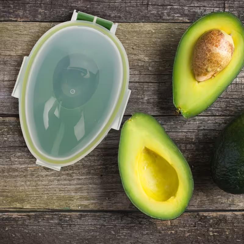 Reusable Avocado Storage Container Plastic Flip Top Fresh Fruit Keeper Box Rectangle Shape Food Saver Pod Dishwasher Safe