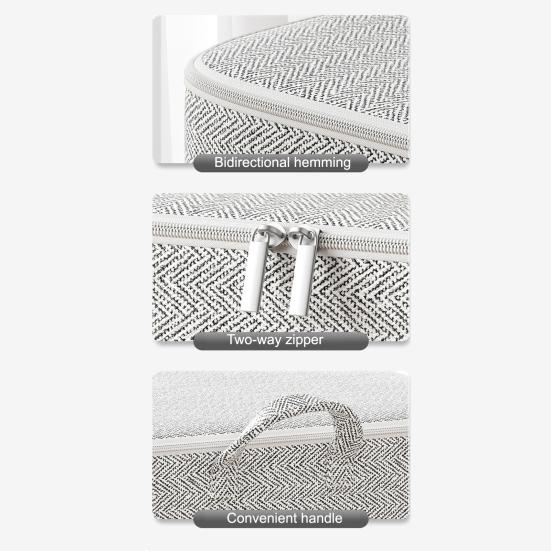 Large Fabric Storage Bags with Lids Breathable Foldable Organizers for Clothes Blankets & Toys Zippered Portable Bedding Storage Bag for Home Travel