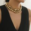 Bead Chain Pearl Choker Necklace Exaggerated Chunky Clavicle Choker  Party