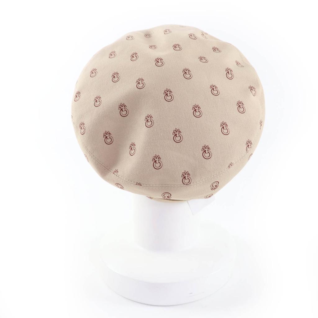 Pristine HERMES Beret Saint Honoré Serie Metal Hat Beige Cotton Women Used