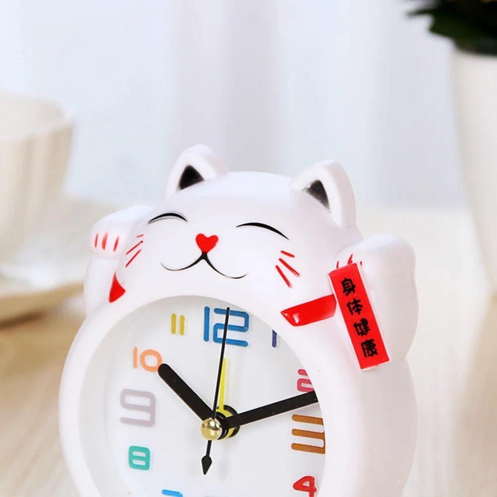 Creative Kids Alarm Clock Cartoon Table Clock Cat Desktop Decoration Lucky Cat Alarm Clock  Student