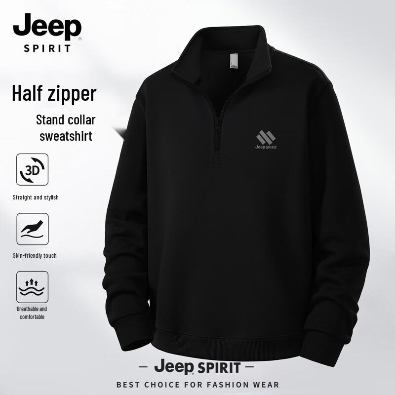 

JEEP SPIRIT Men s 2025 Stand Collar Loose Fit Sweatshirt 3XL