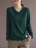 Women's Korean V-Neck Long Sleeve T-Shirt, Loose Fit, Slimming, Plus Size, Casual Versatile Top for Spring and Autumn