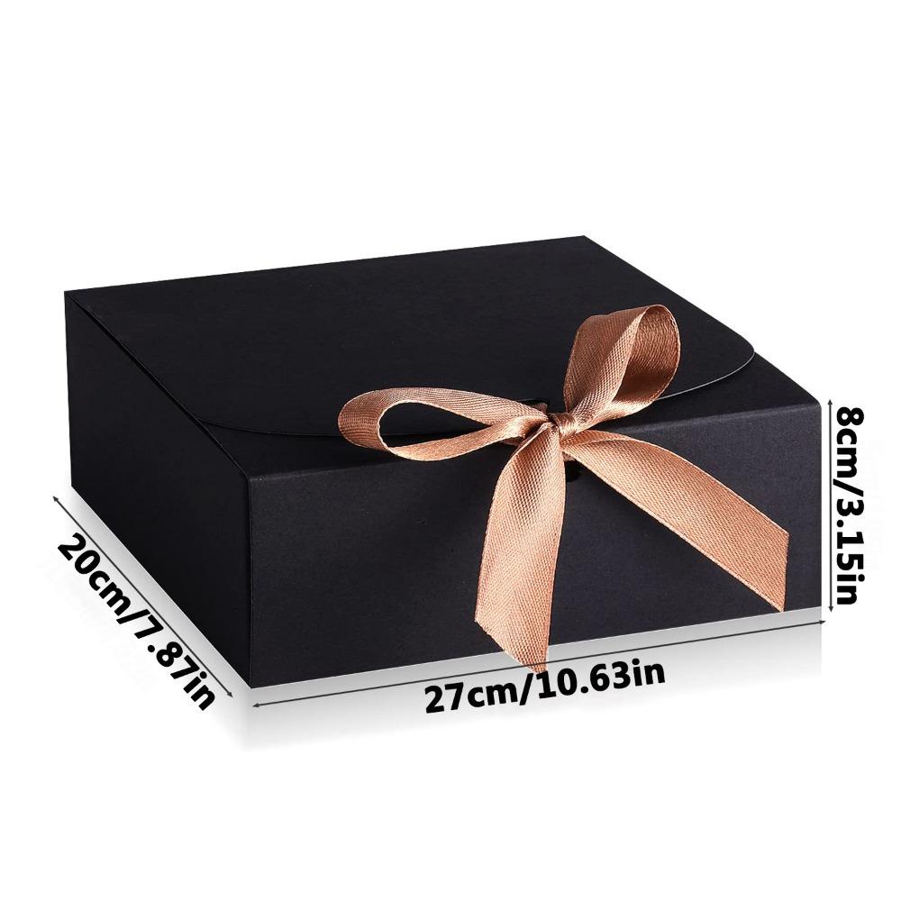 6 Stück Schwarze Geschenkboxen mit Deckel Leckerli-Boxen mit Champagner-Wickelbändern und Deckel Rechteckige Geschenkverpackungsbox für Hochzeitsfeier Geburtstage Feste