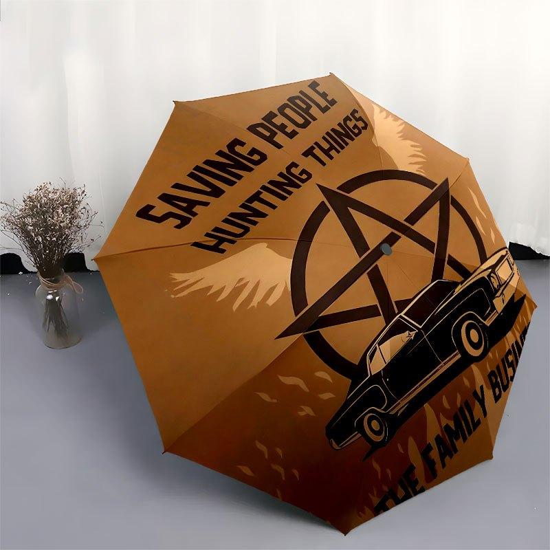1pc Supernatural Automatic Opening/Closing Umbrella with Convenient Three-Fold Design, 8 Iron Ribs - for Outdoor Daily UseA32