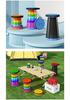 Rainbow Retractable Portable Camping Stool - Round, Plastic Folding Design.
