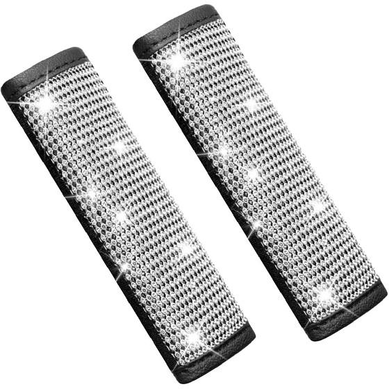 2PCS Bling Car Seat Belt Shoulder Pads, Rhinestone Auto Seatbelt Cushion, Vehicle Seat Strap Cover for Women, Car Interior Decoration Accessories for