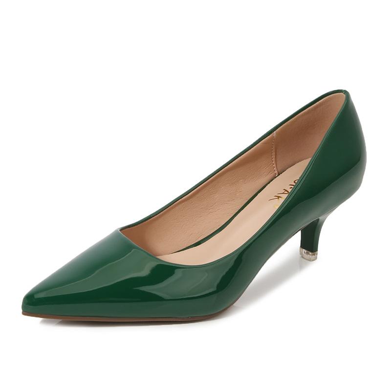 Professional High Heels Women's Pointed Head Shallow Mouth Large Size Single Shoes Black Medium Heel Dress Work Shoes Women