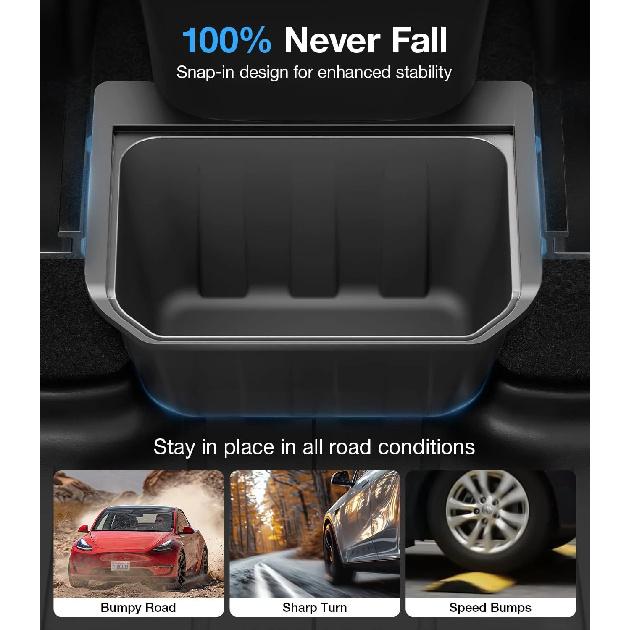 For Tesla Model Y TPE Rear Seat Storage Box Under Air Vent Organizer Backseat Trash Can Garbage Bag Car Interior Accessories