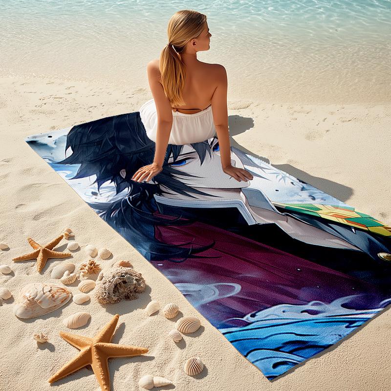 1pc Tomioka Giyuu Beach Towel, Comfortable and Thick, and Swimming/Bath/Picnic/Camping Towel, Suitable for Seaside Beaches
