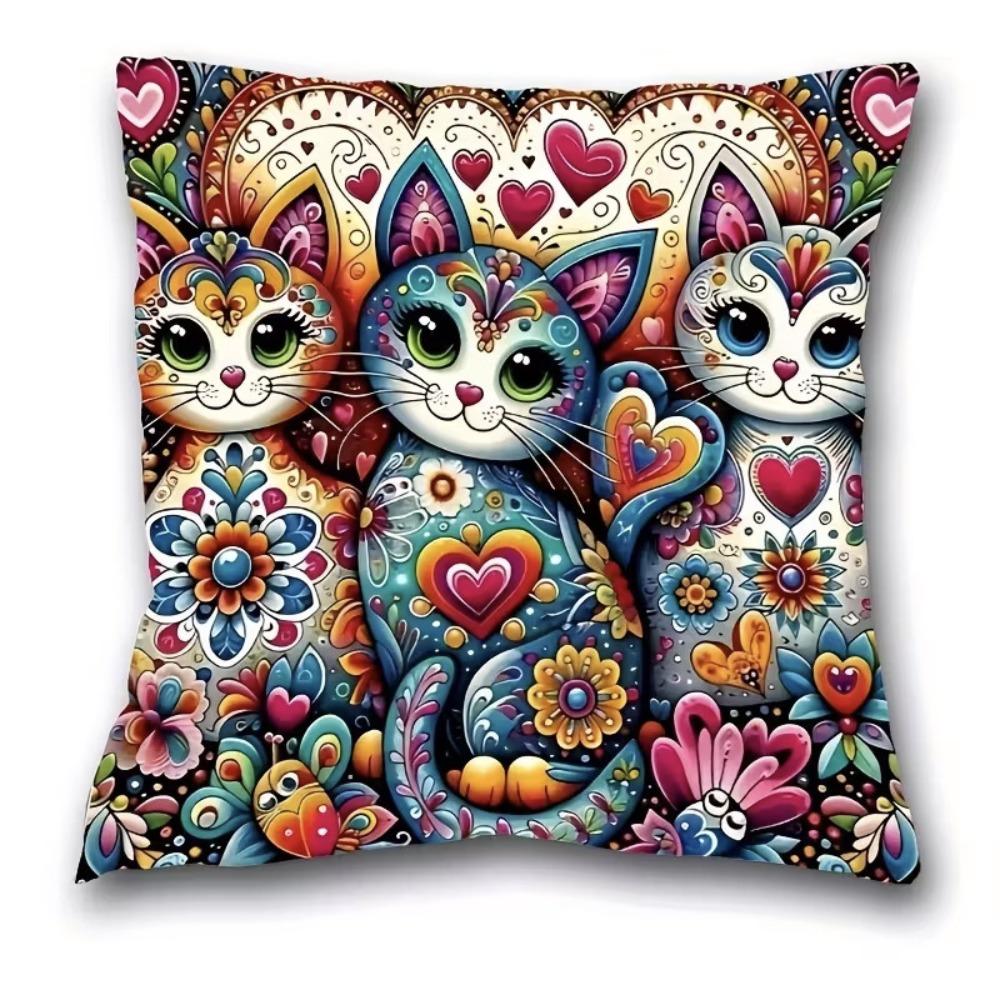 Sofa Pillow Pillowcase Skin-friendly Short Plush Cute Animal Cat Pillow Cover Living Room Cushion Cover Without Core