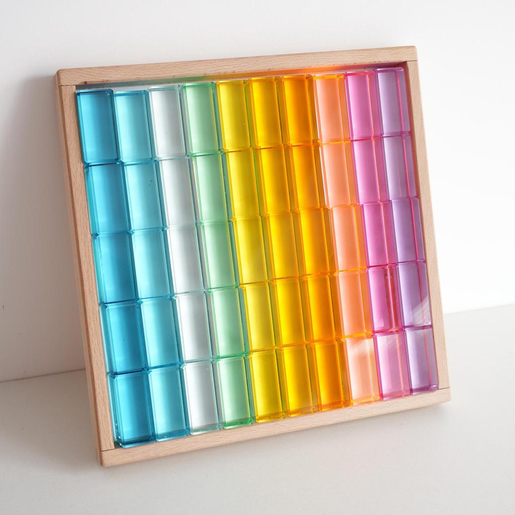 Transparent Rainbow 3D Building Blocks: Educational Acrylic Cubes for Children