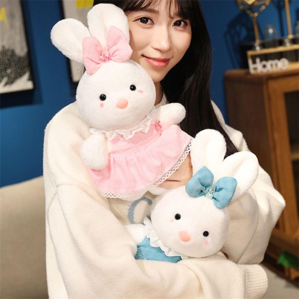 Wearing Bow Lace Dress Elegant Soft Fluffy Doll Pretty Stuffed Rabbit Doll Children's Toy