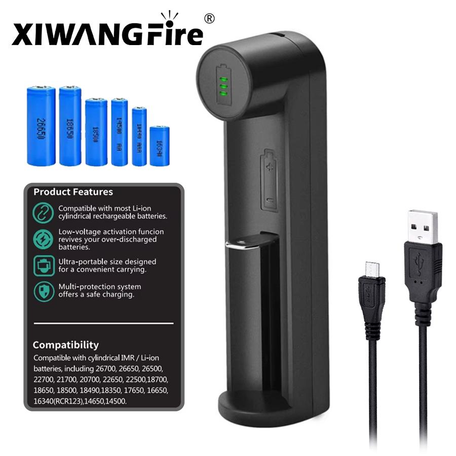 3.7V Smart Charger for Li-ion Batteries Auto-Stop Fully Charged, Fits 26650/18650/21700/16340/14500 For Flashlights E-Cigarettes