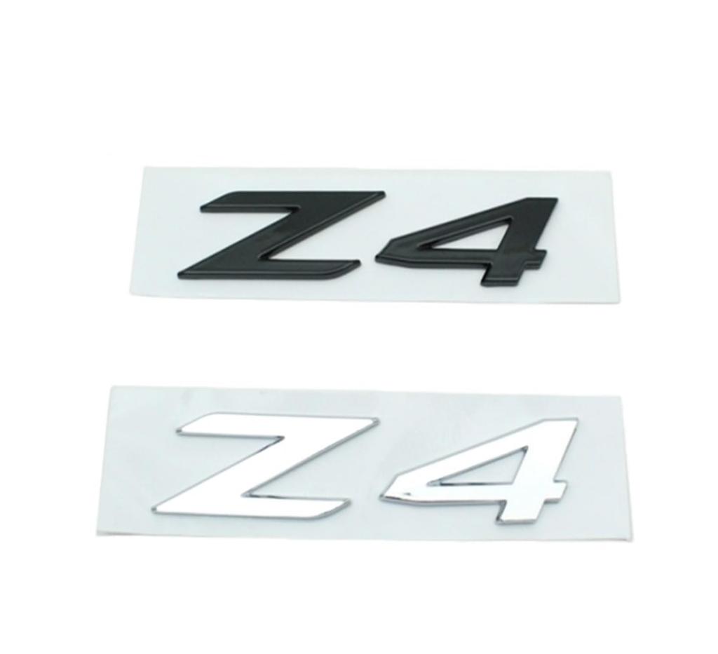 CBGFHTZE 3D ABS Adhesive Chrome Black Logo Z4 Emblem Letters Car Rear Trunk Badge