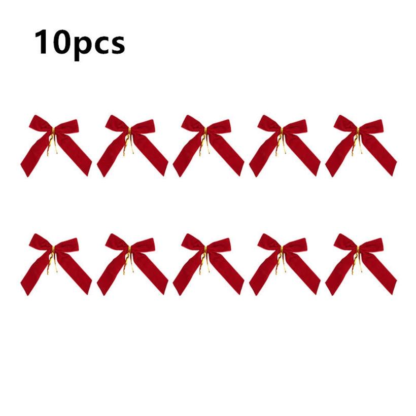 10PCS Velvet Bows for Christmas Tree Decor Wreath Garland Velvet Bow with Twist Tie Ribbon Ornament Diy Craft Holiday Wrapping Decorations