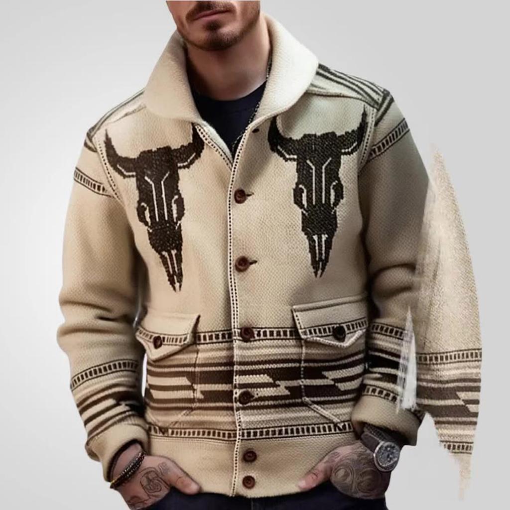 Herre Knappedun Krage Cardigan Jakke Slim Fit Yttertøy Strikket Genser