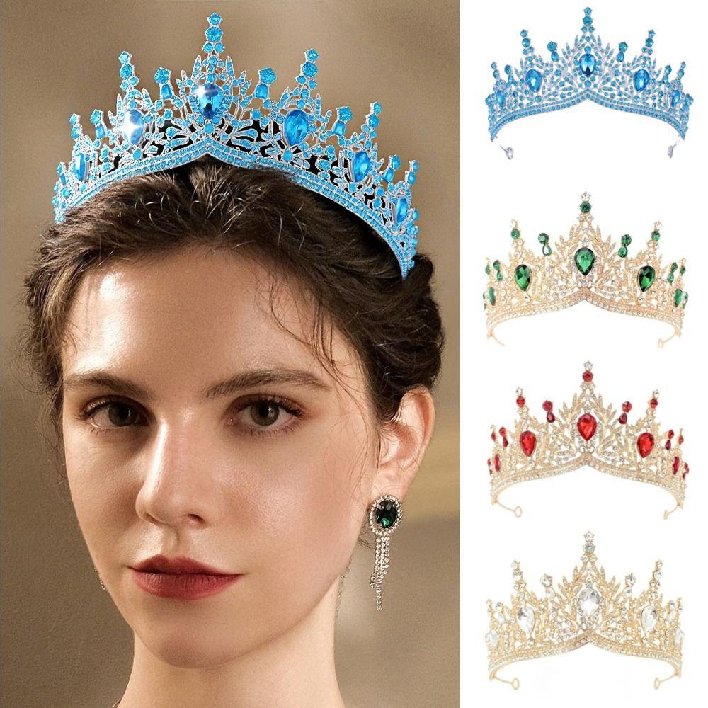 Shiny Ornament Baroque Queen Tiaras Luxury Bridal Headwear Hairpin Rhinestone Diadem  Wedding