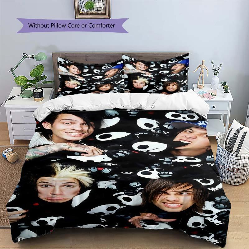 Pierce The Veil Rock Band Skull Print 3 Pieces Duvet Cover Set Music Fan Bedding Set Bedroom Home Decor Without Pillow Core Comforter