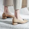 Měkká kůže Jednoduché boty Dámské Silné podpatky Jaro a Podzim Čtvercová špička Nízké podpatky Jednobarevné Měkké podrážky Nazouvací Vysoké podpatky Neunavují nohy