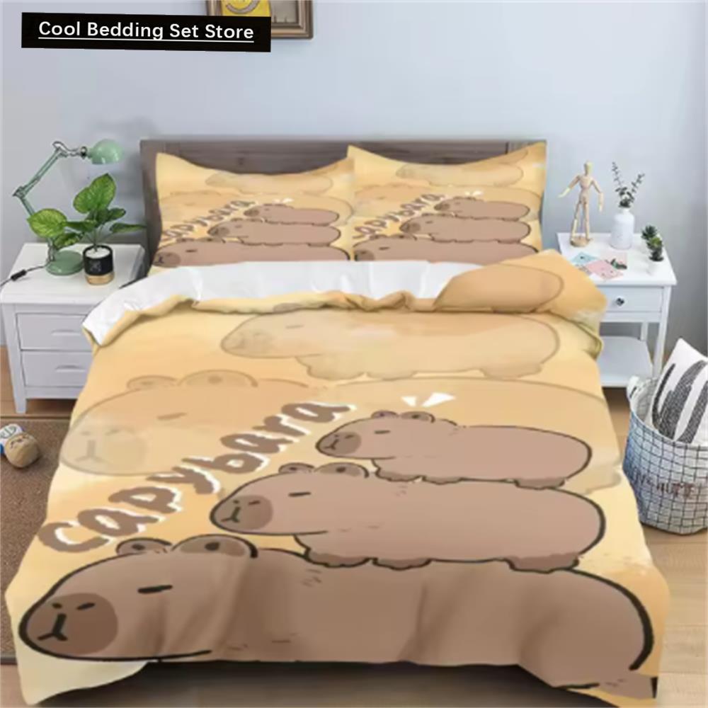 

Капибары пододеяльник аниме постельное белье наволочка печатный общий детский и взрослый комплект двуспальный размер реактивная печать одеяло 150x200cm 3pcs
