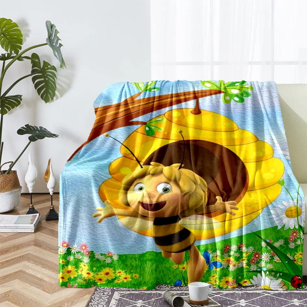 Maya the Bee Theme Printed Blanket - Perfect for Couch, Bed, Travel & Outdoor Use | Machine Washable, Cozy & Durable.