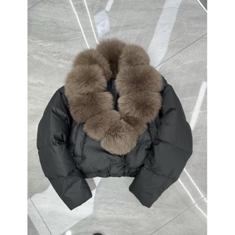 

Женская зимняя короткая теплая одежда элегантная куртка с воротником из искусственного лисьего меха M