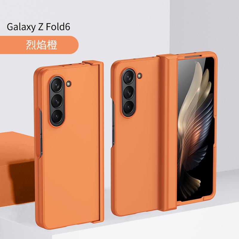 

Чехол на ощупь для Samsung Galaxy Z Fold 6, 5, 4, 3, Fold 5, Fold 6, защитный противоударный комплект из 3 предметов, шарнирная крышка, защита от царапин For Samsung Z Fold 6 оранжевый