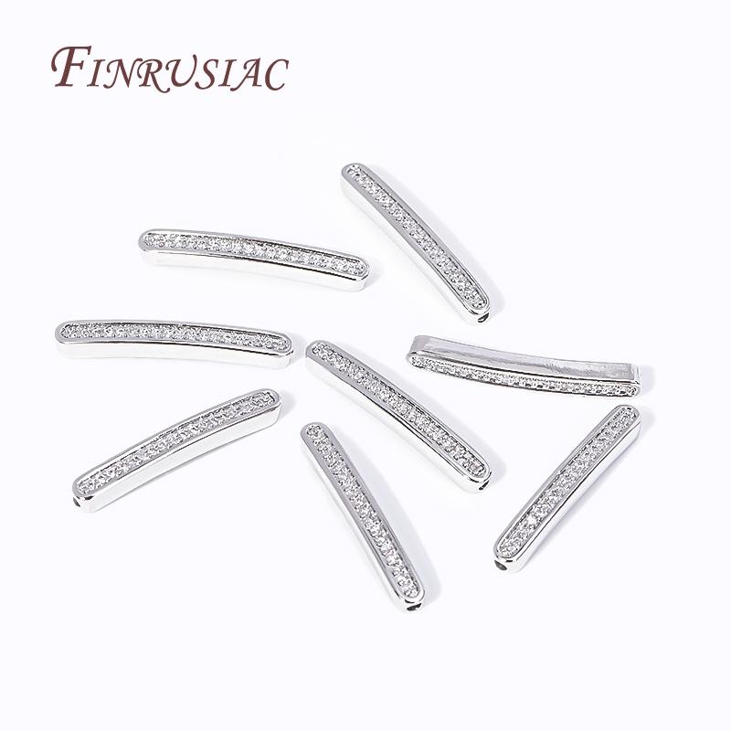 3 Colors 18K Gold Plated Bracelet Accessories,Brass With Zircon Long Strip Spacer Separator Bead For DIY Jewelry making Supplies