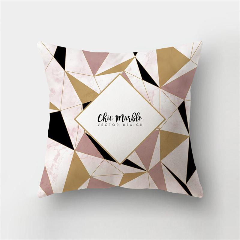 45x45cm Abstract Geometric Print Cushion Cover Marble Pillow Cover Polyester Short Plush Patchwork Sofa Home Decor Cushion Cover
