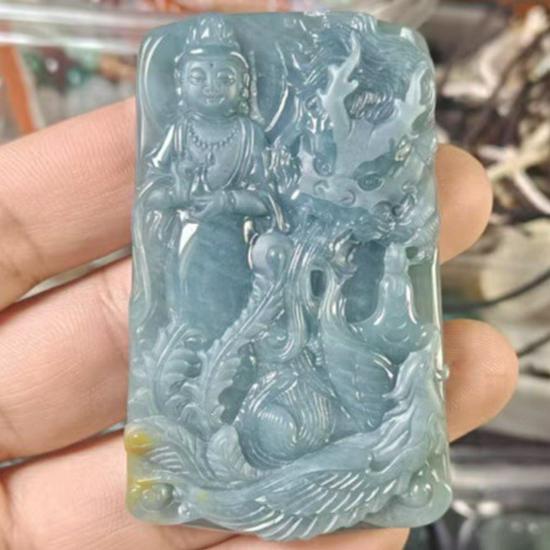 

Dragon and Phoenix Guanyin Formal Jade Pendant for Men and Women, Grade A