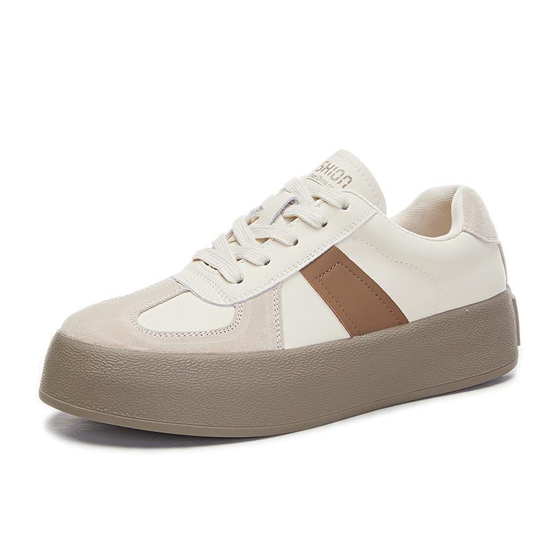 Leather German training shoes women's 2025 spring new flat-bottomed low-top board shoes versatile little white shoes women's casual retro women's shoe