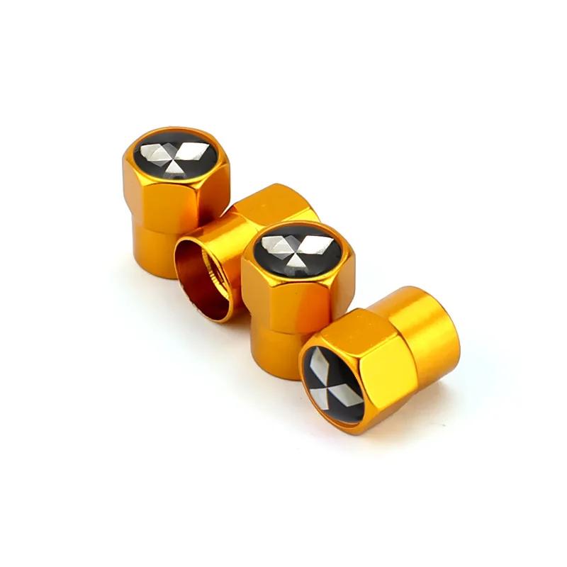 Tyre Stem Covers for Mitsubishi Car Logo Ralliart Lancer Outlander ASX Colt Pajero Eclipse EVO Colt Wheel Tire Valve Caps 4pcs