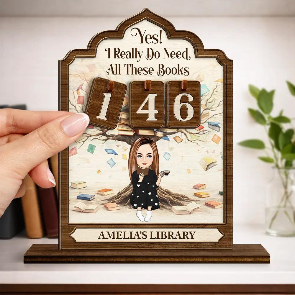 Personalized 2 Layered Wooden Reading Girl Books Tracker Sign Funny Quote Gift for Daughter Friend Room Decor Birthday Xmas