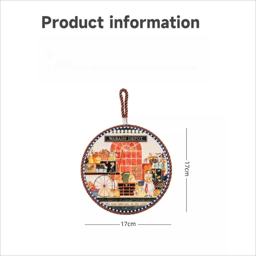 Classical Ceramic Coaster, 17cm Large Heat Resistant Pad, Non-Slip Table Protector for Mugs & Cups, Elegant Trivet for Drinks