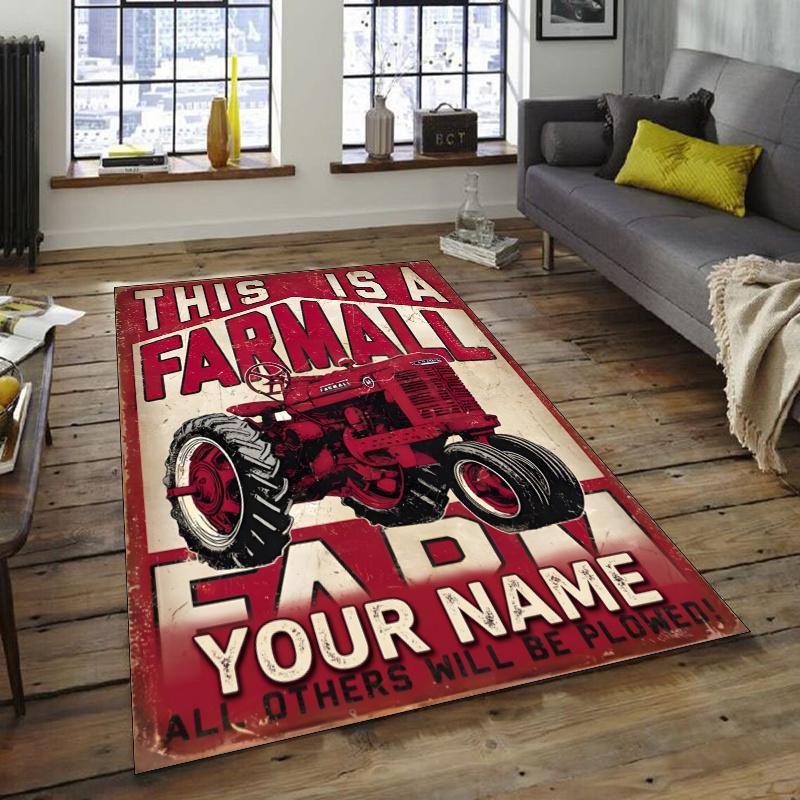 Farmall International Harvester Design Area Rug Personalized Name- Non-Slip, Soft & Cozy Floor Mat for Living Room, Office - Indoor/Outdoor Carpet