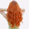 Vibrant Orange Ginger Wig - 26" Heat Resistant Loose Waves with Blunt Bangs, Platinum & Pink Balayage Synthetic Hair for Cosplay & Parties