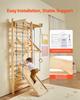 Swedish Ladder Wall Gym, 8-in-1 15 Levels Solid Wood Indoor Jungle Gym, 220LBS Wall Stall Bars Climbing Playset with Wall Ladder, Slide Board, Pull-Up