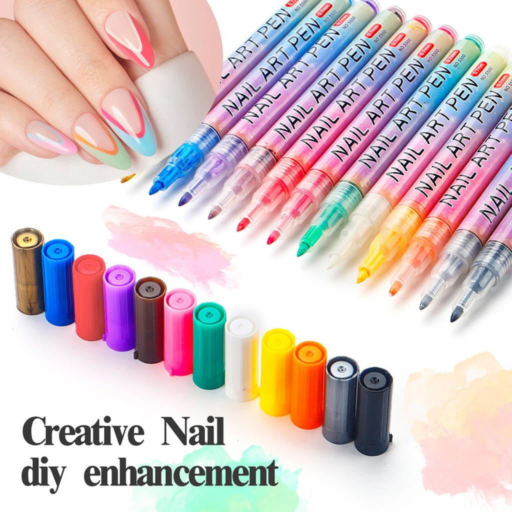 DIY Nail Pen, Painting And Doodling, Nail High-gloss Outlining Pen, Acrylic Pen Set, Colored Paint And Nail Pen,30ML