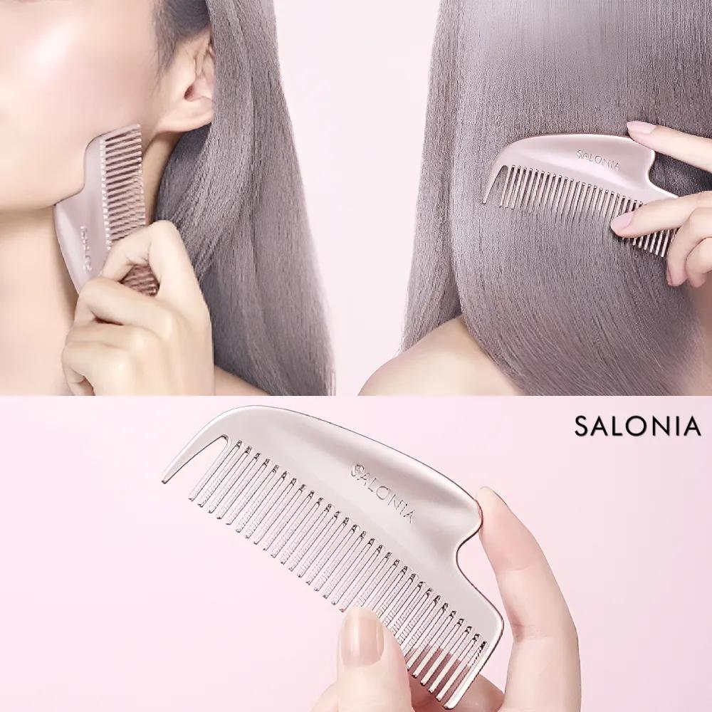 Comb & Gua Sha Duplicating SALONIA Glossy Care Metal Casa Comb Pink Anti-Static Hair Care Hair Brush