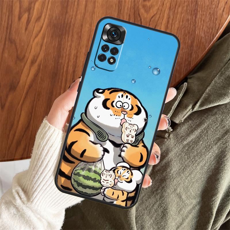 

Cartoon Fat Tiger Case For Xiaomi Redmi Note 13 14 Pro 12 11 10 15 Pro Plus Redmi 15 C 13 10C 12C 13C 14C Cover Redmi Note 14 Pro 5G