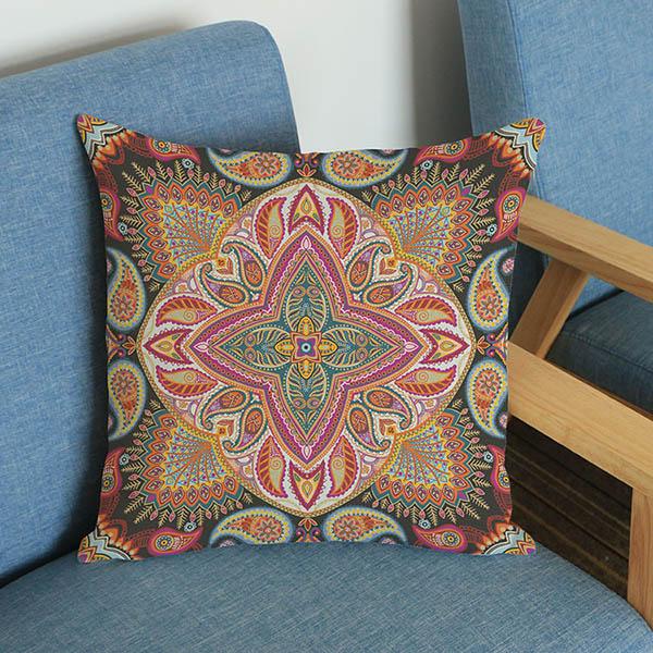 Purple Mandala Flower Pattern Cushion Cover Indian Thailand Buddism Home Decorative Throw Pillow Cover Cotton Linen Pillow Case