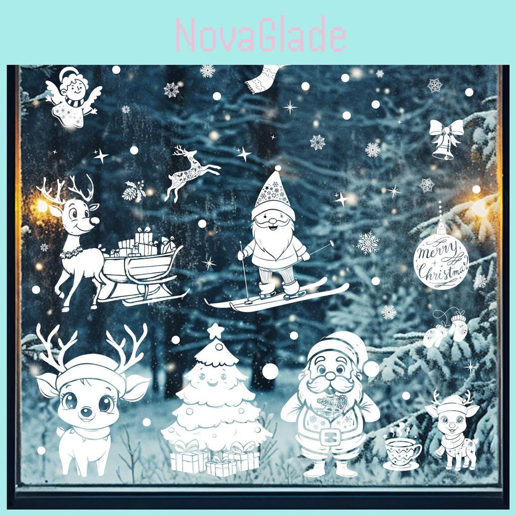 Christmas Static Cling Window Decals With White Christmas Tree For Holiday Decor