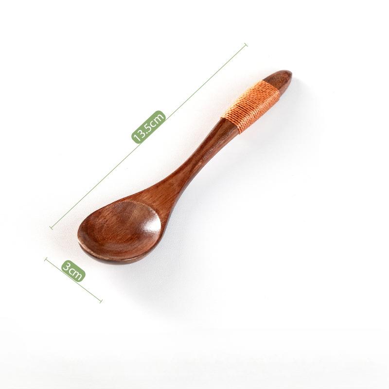 Linguriță mică de lemn Utensil Instrument Orez Supă Linguriță Lingură de desert Amestecare cafea Înghețată