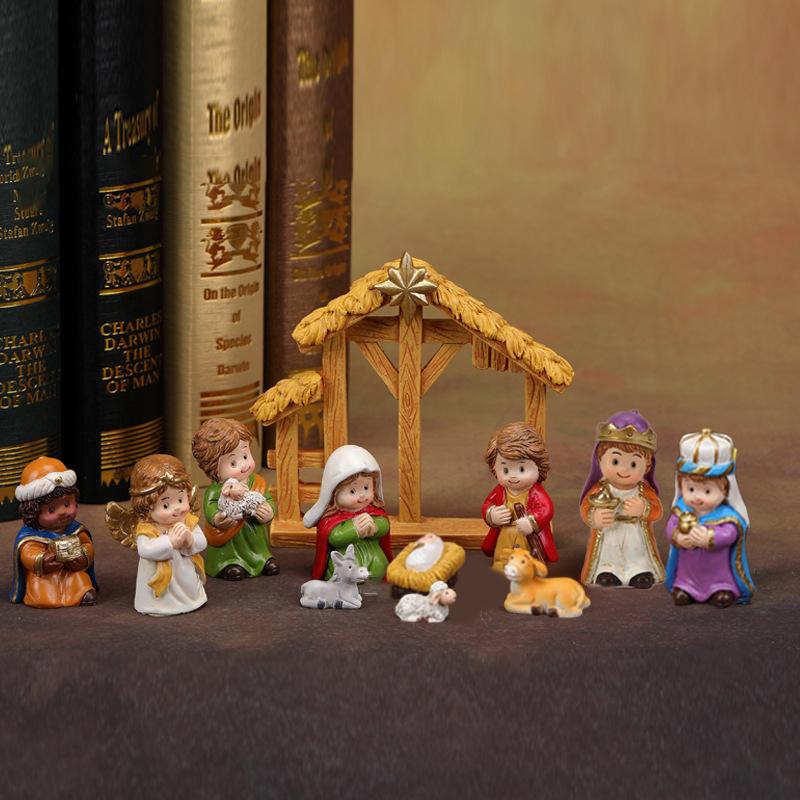 1Set Little People Toddler Toy Nativity Set Kids Pretend Play Set For Christmas Decoration Kids Xmas  Year Gift