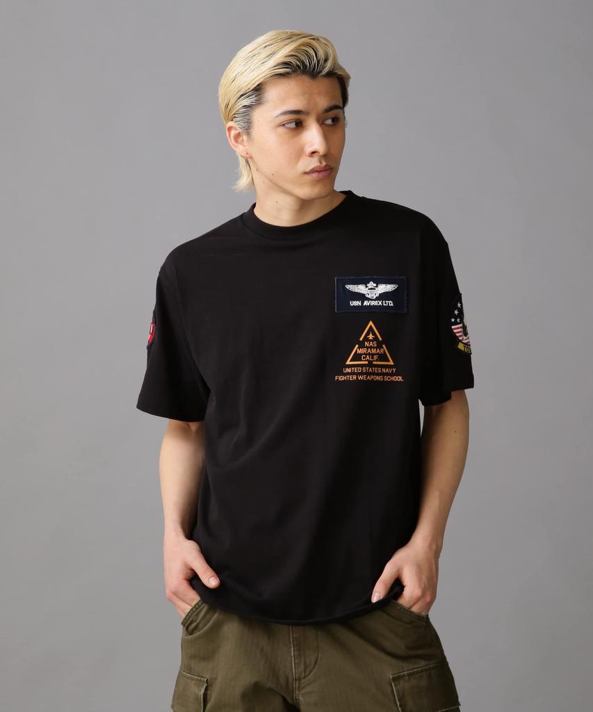 TOP GUN NÁŠIVKOVÝ POTISK Top Gun Nášivkový Potisk L 010 Černá [AVIREX] & TRIČKO / & Tričko Pánské 783-3934013