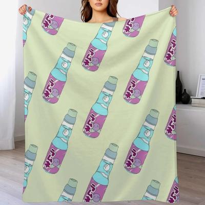 Kawaii Blueberry Soda Drink Throw Blanket Thin Soft Blanket for Summer Night Sleeping
