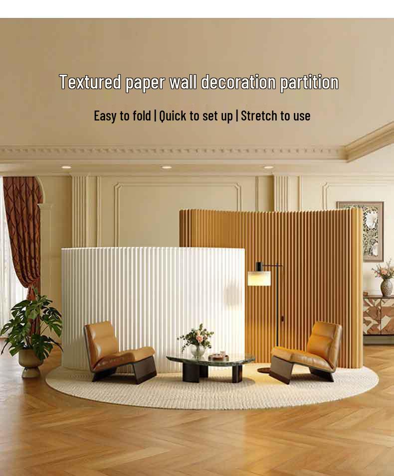 Accordion Paper Partition Screen: Movable Exhibition Fence & Living Room Backdrop – No Installation Needed